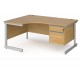 Contract Cantilever Ergonomic Desk with Two Drawer Pedestal